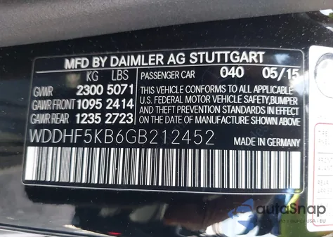 2016 Mercedes-Benz E 350 from USA, damaged, VIN WDDHF5KB6GB212452